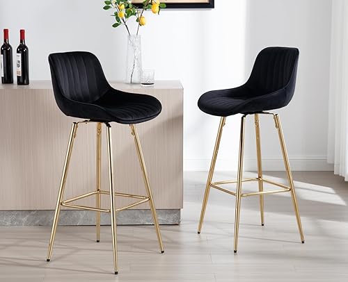 CIMOTA Swivel Bar Stools Set of Modern Velvet Bar Height