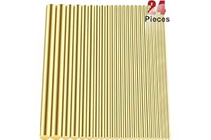 DYWISHKEY Brass Round Rods Bar Assorted, Diameter 2-8mm for DIY Craft Tool (24 Pieces)