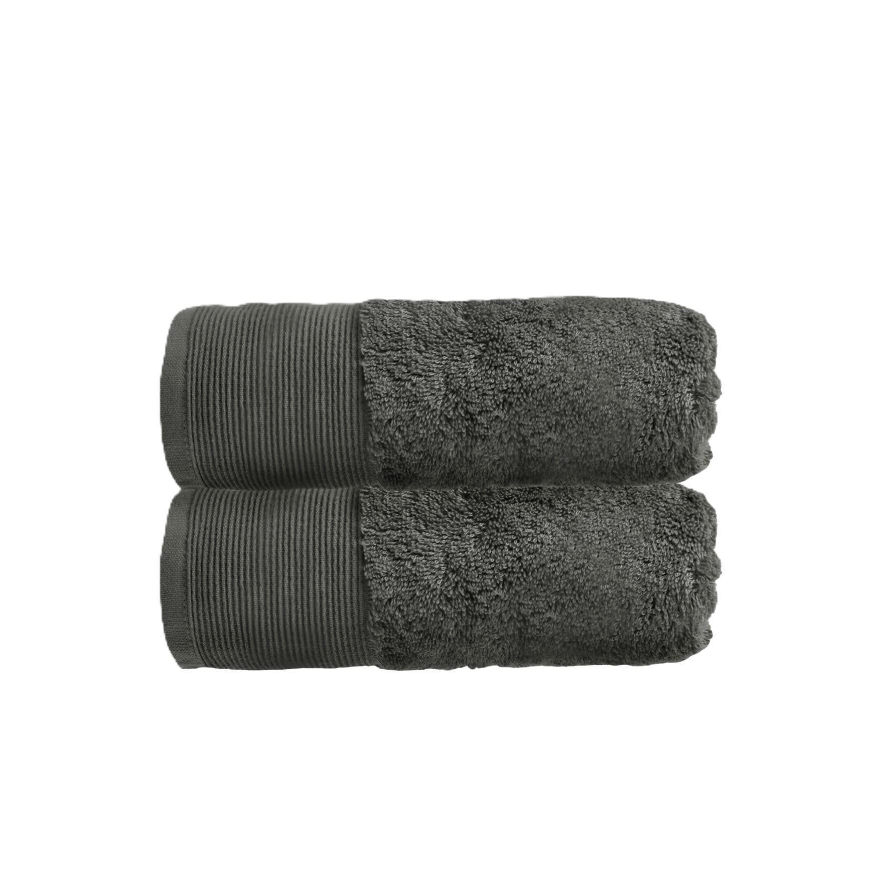Allure Pack of 2 Bamboo Hand Towels 50 x 90cm – Luxury Super Soft Hypo-Allergenic Plush 550GSM Pair of Hand Towels (Graphite Grey)