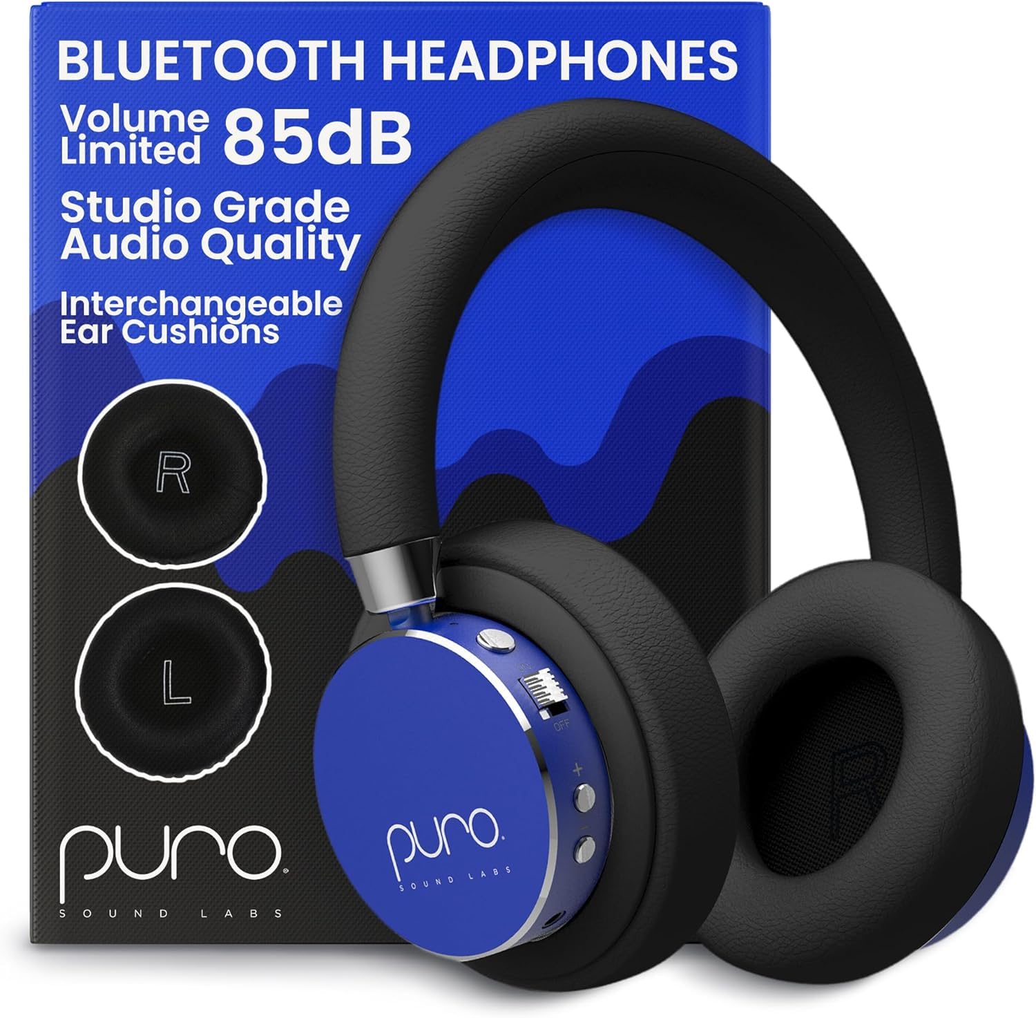 Puro Sound Labs BT2200 Plus Kids Bluetooth Headphones – Volume-Limiting 85dB, Studio-Grade Audio, Over-Ear & Comfy Design, 20-Hour Battery Life, Easy to Connect Wireless Headphones for Kids, Blue