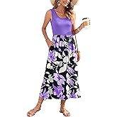 WNEEDU Women's Summer Maxi Dress 2026 Casual Sleeveless Hawaiian Sundress Tropical Long Dress Beach Vacation Outfit