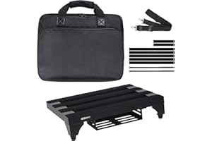 GOKKO Aluminum Alloy Guitar Pedal Board 13.8" x 11" Pedalboard with Power Supply Bracket, Includes Carry Bag & Mounting Tapes (Black, GKA-14BK)