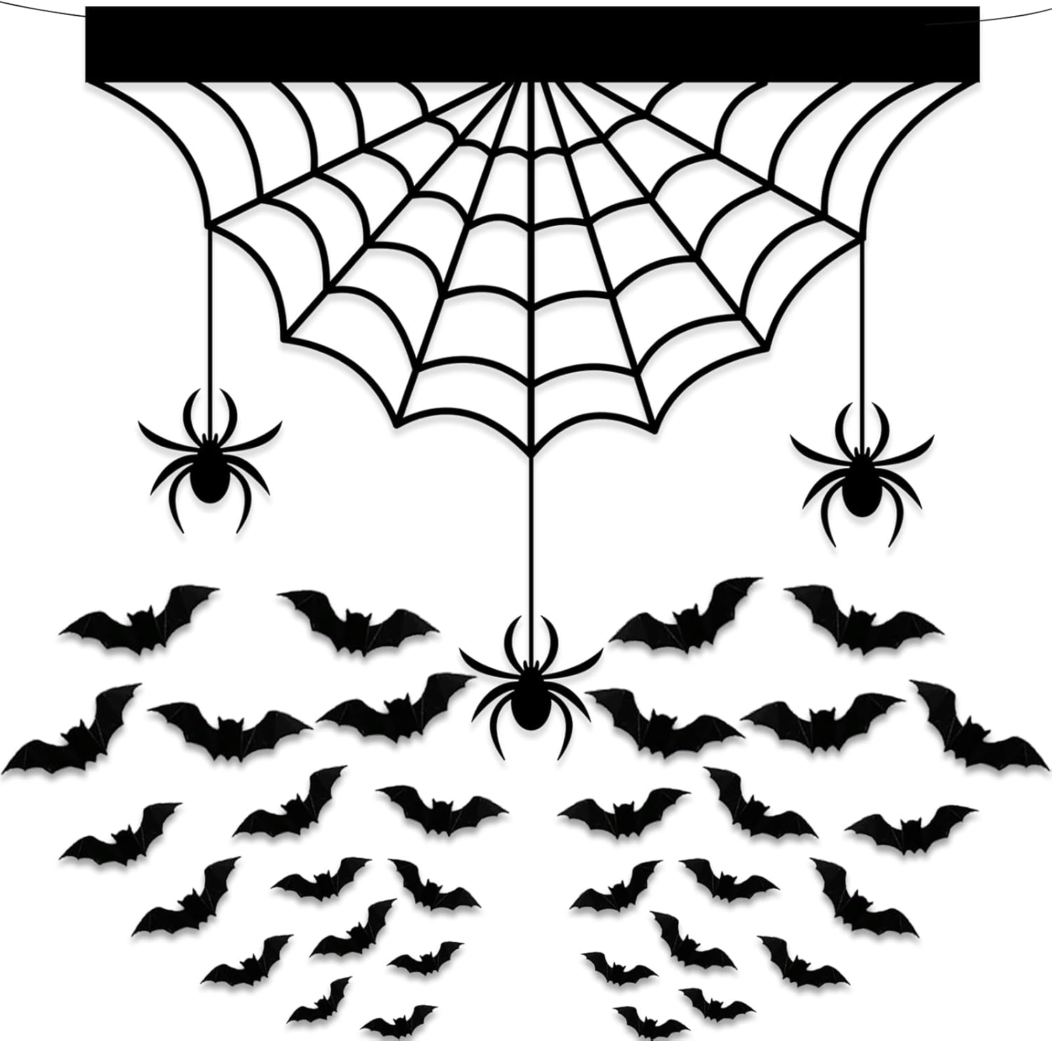 Tree Stands - Halloween Felt Spider Web 3D Bats Wall Decor, Halloween Decorations with 48pcs 4 Sizes Scary Bat Decorations Halloween Decoration Stickers for Home Decor Waterproof Black Spooky Bats