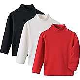 Volunboy Baby Boys Girls Turtleneck Long Sleeve Shirts Cotton Unisex Mock Neck Thermal Pullover Solid Color Warm Tops