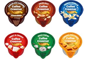 GENERIC Coffee Creamer Single Serve Variety Pack, (48ct/ 6 Different Flavor) French Vanilla, Irish Cream, Caramel Macchiato, Sweet Cream, Chocolate Caramel, Hazelnut (Box of 48)
