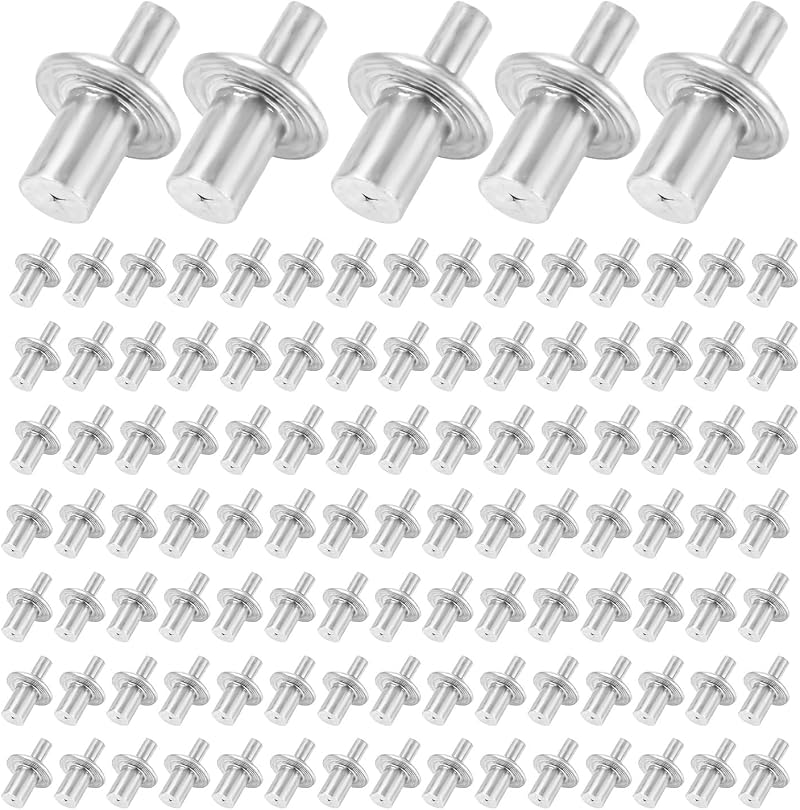 PEUTIER 100pcs Aluminum Hammer Drive Rivets Round Head Solid Knock Type