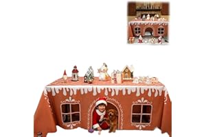 GENERIC Christmas Table Tent Gingerbread House Tablecloth Fort Gingerbread Fort Tablecloth, 150x180cm Reusable Easy Setup for Kids Holiday Party and Indoor Playroom Decor