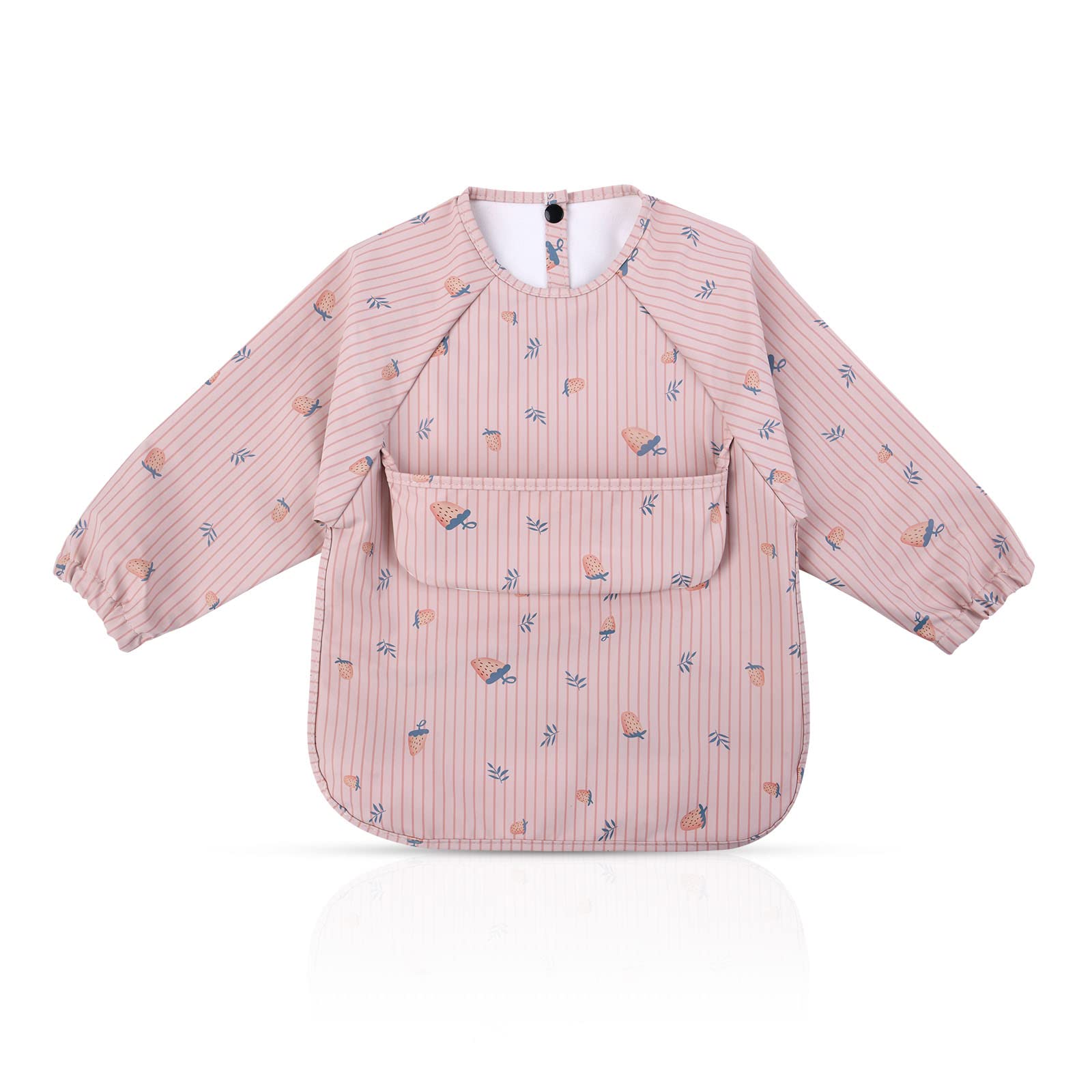 Vicloon Baby Weaning Bibs, PU Feeding Bibs With Long Sleeves and Large Pockets, Waterproof Toddler Bibs Easy to Clean, Suitable for Babies From 6 Months to 12 Months