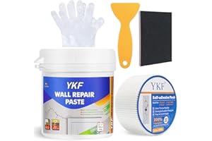 YKF Drywall Repair Kit - 18 OZ Spackle Wall Repair with Self Adhesive Mesh & Scraper for Holes, Cracks - Quick and Easy Wall Surface Fix Solution