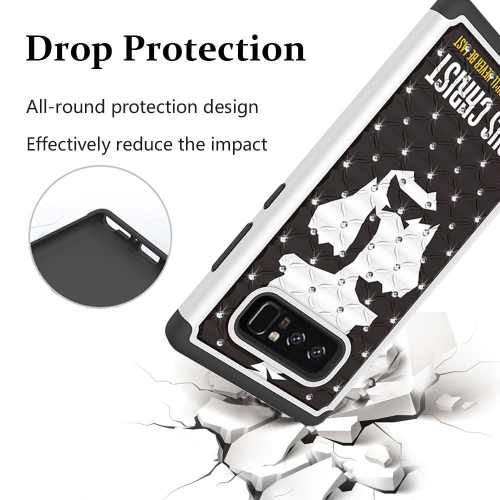 Note 8 Case, Galaxy Note 8 Case, MagicSky [Shock Absorption] Studded Rhinestone Bling Hybrid Dual Layer Armor Defender Protective Case Cover for Samsung Galaxy Note 8 (Jesus)