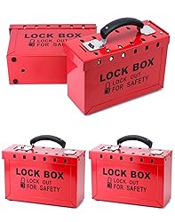 QWORK Lockout Tagout Group Lock Box - 4 Pack Steel
