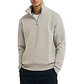 Dokotoo Men Men's Quarter Zip Sweatshirts Casual Long Sleeve Mock Neck Pullover Solid Textured Fall Clothes