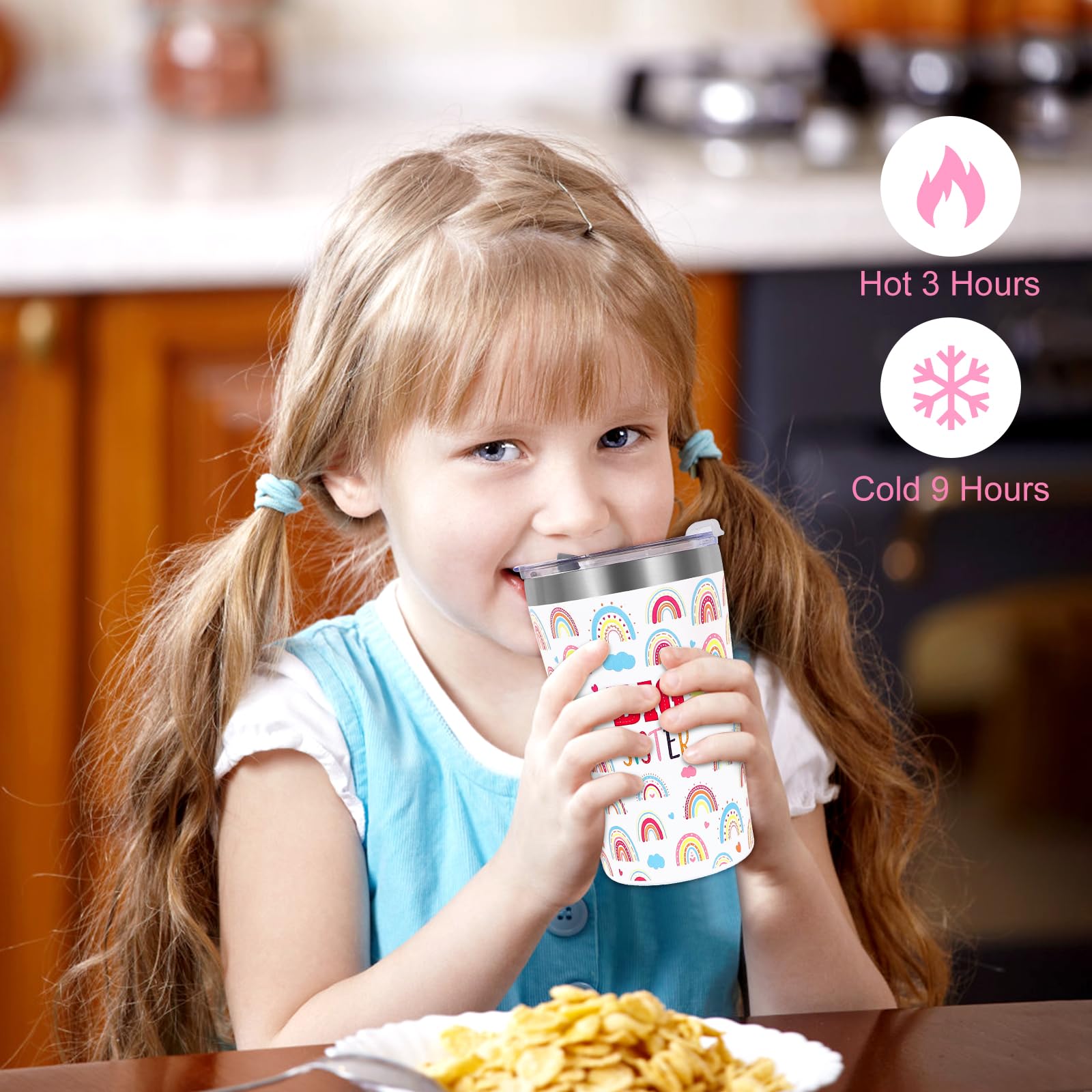 iAOVUEBY Big Sister Gifts for Girls, 3PCS Big Sister Gift Includes 12 oz Pink Tumbler Cup Sunglasses Bracelet Sibling Gift From New Baby, Big Sister Announcement Gifts for Girls Age 2-8