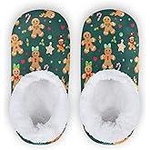 Dussdil Boys Girls Slippers Christmas Day Gingerbread Kids Indoor Home Shose Warm Soft Spa House Slippers Deer Tree Memory Foam Non Slip Slipper for Travel Bedroom Size 9-11