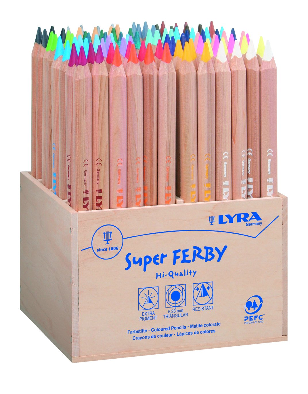 Lyra Super Ferby Colour Pencils, Assorted Unpainted 96 Farbstifte
