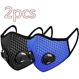 2Pcs Riding Face Bandanas, with 2 Breathing valve for Adults, 10pcs Filter Replaceable, Anti Haze Dust Health Protection (2pcs)