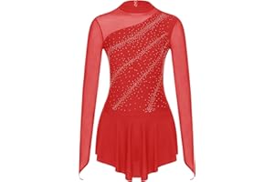 JEEYJOO JEYPINMI Women's Long Sleeve Figure Ice Skating Dress Costume for Roller Skating Gymnastic Competition