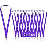 WEZEBEL 24-Pack Purple Breakaway Lanyards for id Badges, Polyester Neck Straps for ID Cards, Keys, Office, School & Events