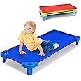 Costzon Daycare Cots for Kids, Pack of 4, 51” L x 23” W Stackable Nap Cots with Easy Lift Corners, Ready-to-Assemble, Preschool Classroom Daycare Beds for Sleeping, Resting, Naptime (Multicolor)