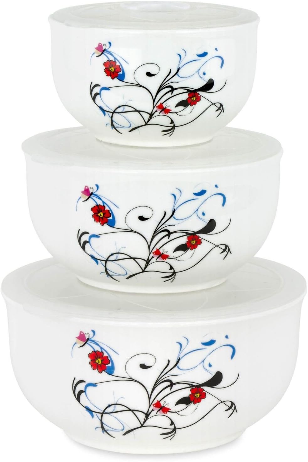 6 Pc Ceramic Bowls Set Food Storage Containers with