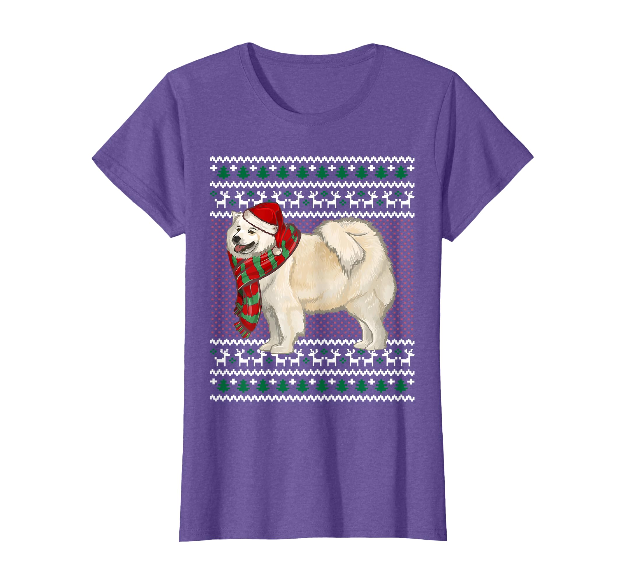 Xmas Samoyed Dog Santa Hat Ugly Christmas T-Shirt
