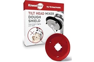 KneadAce Dough Hook Shield For Kitchen Aid - Prevents Your Dough from Climbing Up and Clogging Up Your Mixer – Mess Free Mixer Accessory Compatible With Most KitchenAid C Shape Dough Hooks (Red)
