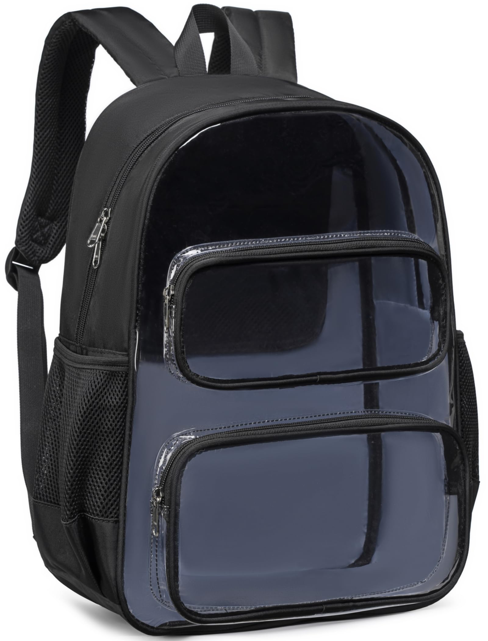 Photo 1 of CAMTOP Clear Backpack Heavy Duty Transparent Bag See Through BookBag for Student School Work Festival Sport Travel (Black Cloth)