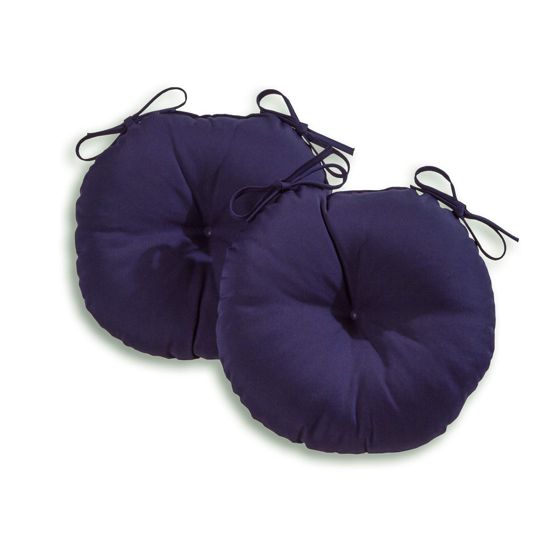 South Pine Porch Outdoor 15-inch Round Bistro Chair Cushion, Set of 2, Navy Image
