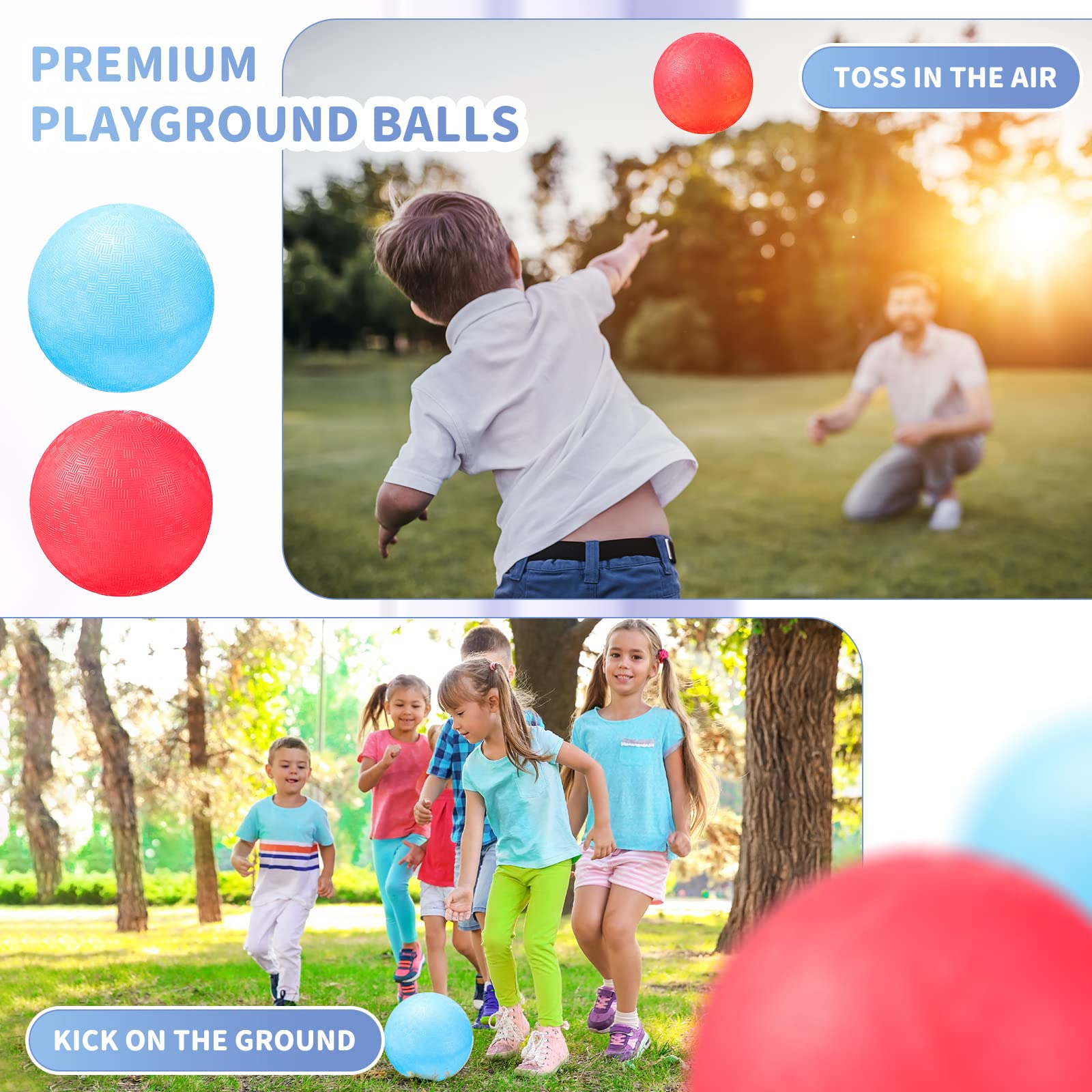 Civaner 2 Pack of 5 Inch PVC Made Dodgeball Balls, Red Blue, Suitable for Kids Outdoor Play, Exercise, Yoga