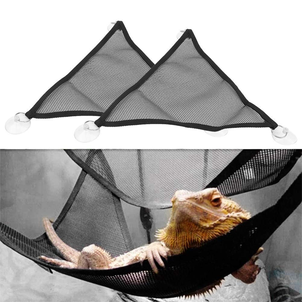 Alvinlite 2 Pieces Reptile Hammocks, Bearded Dragon Hammocks, Breathable Mesh Lizard Hammock, Reptile Habitat with Suction Cups, Reptile Bearded Dragon Accessories