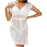 Aokivvy Womens Swimwear Cover Ups 2024 Swimsuit Coverup Summer Bathing Suit Crochet Hollow Out Knit Beach Dresses
