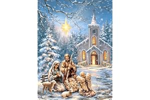 DIYGEMDOT Christmas Diamond Painting Kits for Adults, Nativity Scene Diamond Art Kits for Beginners, 5D Full Drill Diamond Dots Gem Art Crafts, Christmas Home Wall Decor 12x16 Inches