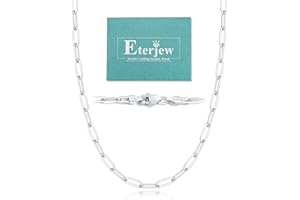 Eterjew Italy Solid 18K Gold Over 925 Sterling Silver Paperclip Chain Necklace for Women, 3/4mm Women's Chain Necklace, World's Top Craftsmanship Necklace for Women 16 18 20 22 24 26 Inch