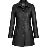 Jild Car Coat Leather Jacket Women - 3/4 Length Overcoat Style Leather Coat