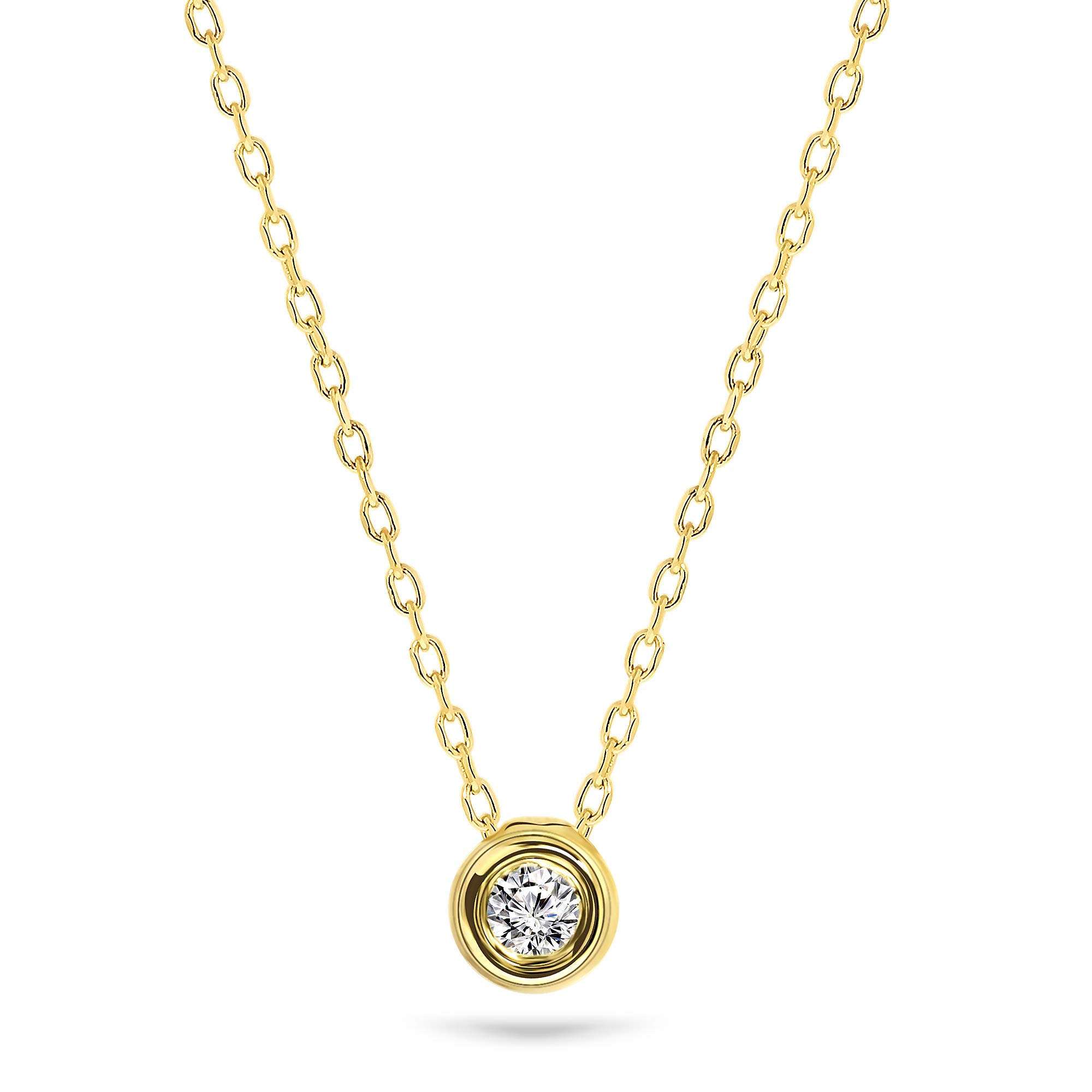 MIORE Neck-Pendant Diamond Necklace, 9kt Yellow Gold Necklace for Women with Natural Diamonds, Solid Gold Necklace 45 cm- Delivered with Jewellery box