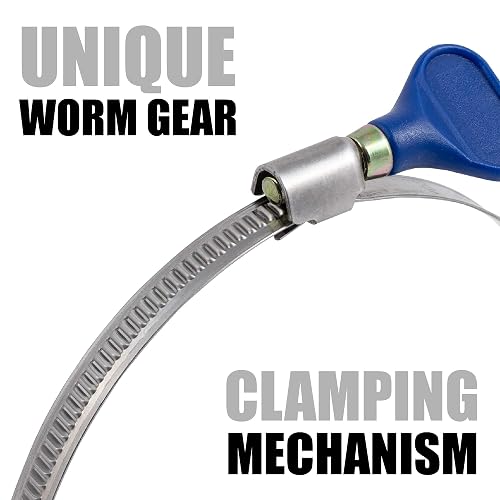 Fulton 4-Inch Worm Gear Hose Clamps – 10-Pack, 304 Stainless Steel, Blue Quick-Turn Key – For Dryer Vents, Dust Collection & More