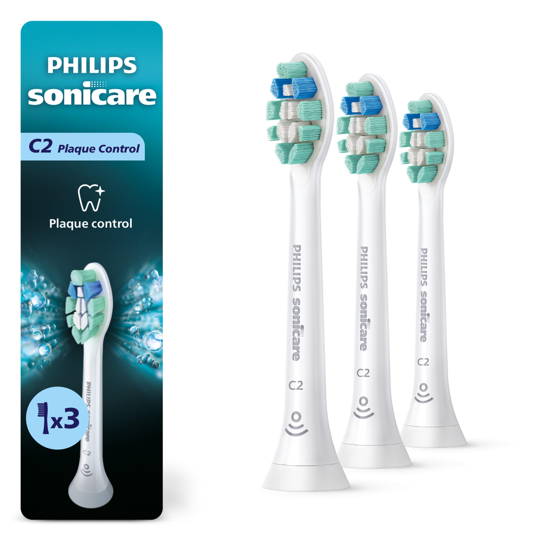 Philips Sonicare C2 Brush Heads, 3-Pack, 9 Month Supply, White