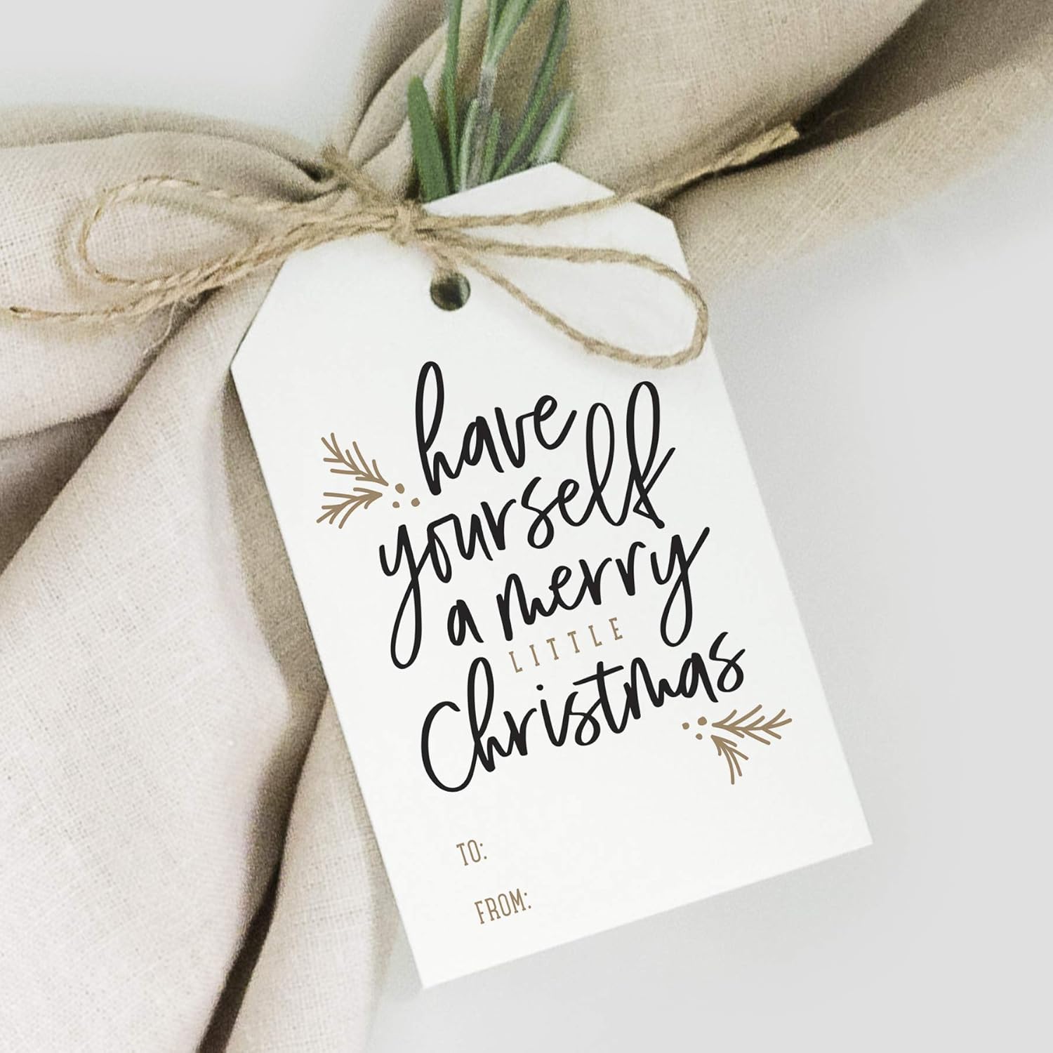 Bliss Collections Merry Little Christmas Tags, Pack of 50, Gold and Black, Holiday ’Tis The Season Events, Parties and Celebrations - Great for Seasonal Favors: Health & Personal Care