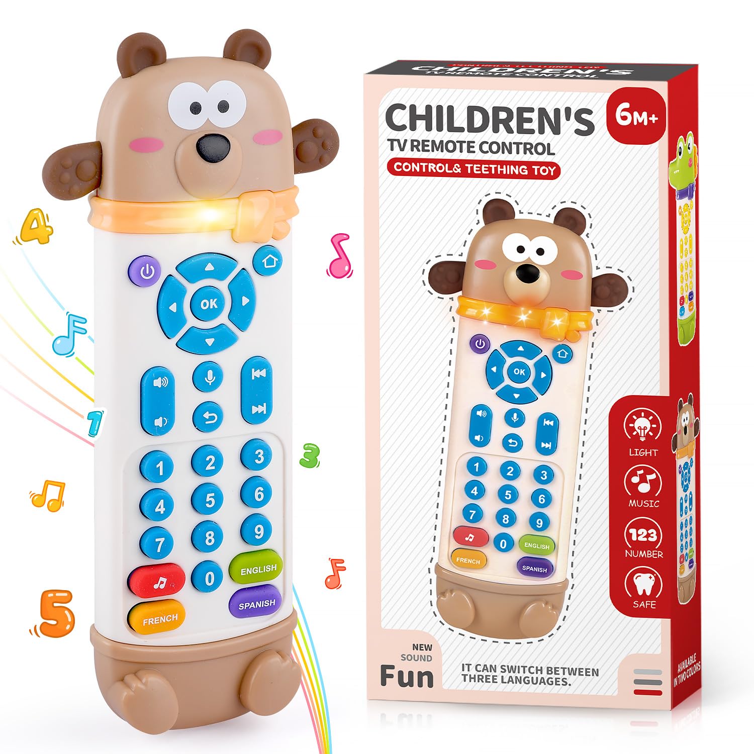 Photo 1 of Baby Remote Control Toy with Silicone Teether, Remote Teether for Baby with Realistic Lights and Sounds - 3 Languages (English, Spanish & French), Baby Musical Toys Gifts for Boys Girls 6 Month+