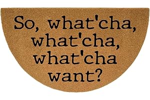 XLQHYH Funny Half Round Door Mat Front Door Mat Entryway Outdoor Mat with Heavy Duty Front Porch Welcome Mats Entry Brown Mat 29.5 x 17 inch (So, what'cha, what'cha)