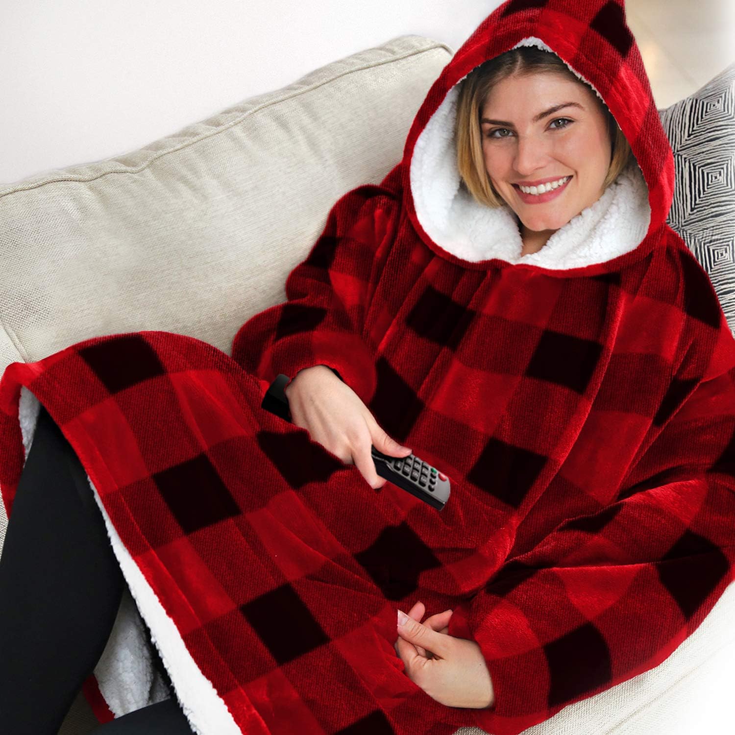 Ontel Huggle Hoodie, Ultra Plush Blanket, Charcoal Grey, One Size: Health & Personal Care