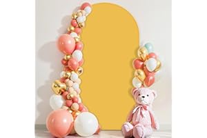 IRABEY 7.2FT Wedding Arch Cover Double Sided Spandex Fitted Arch Cover for Round Top Chiara Backdrop Stand Covers for Wedding Birthday Festival Party (Yellow)