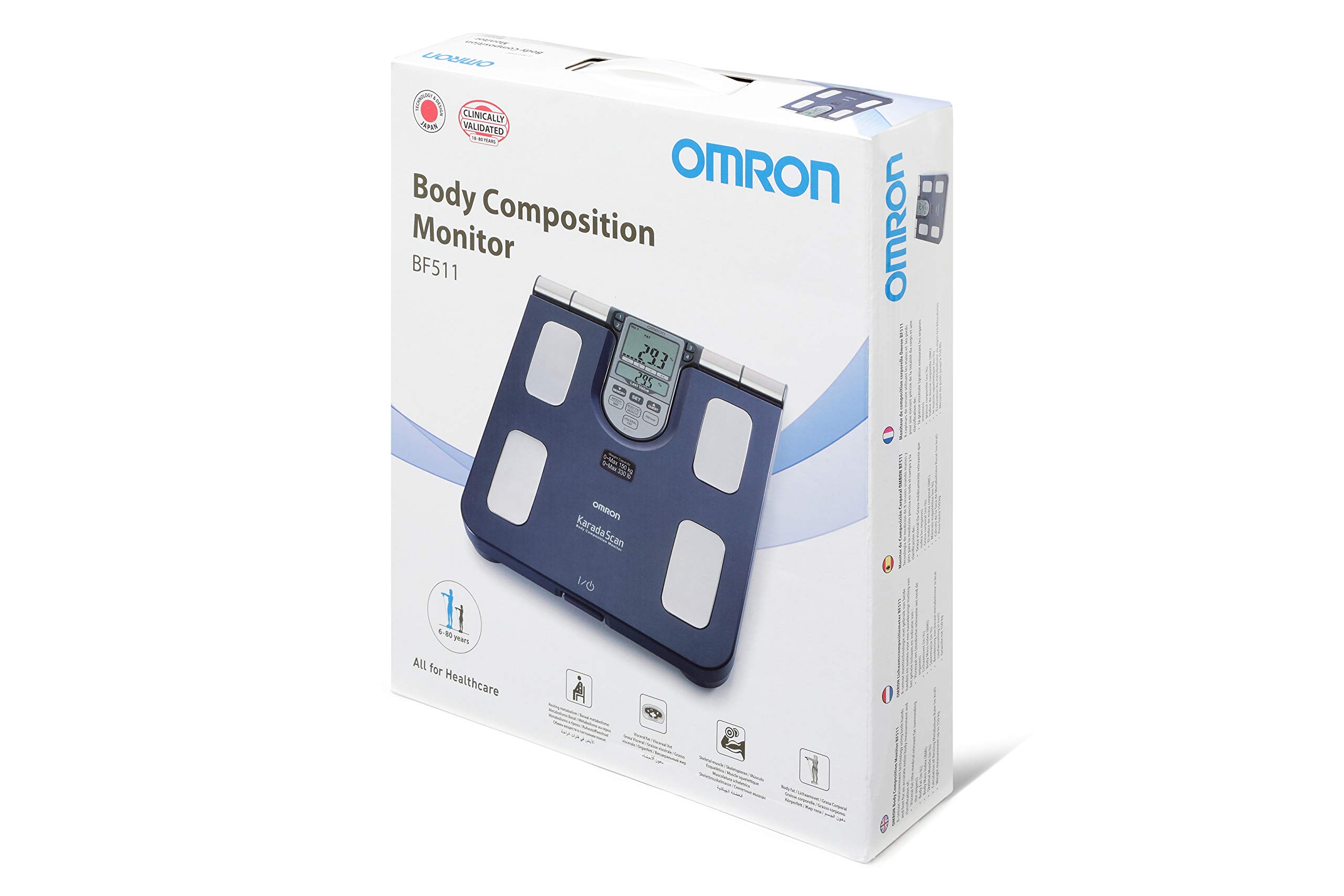 OMRON BF511 Clinically Validated Full Body Composition Monitor with 8