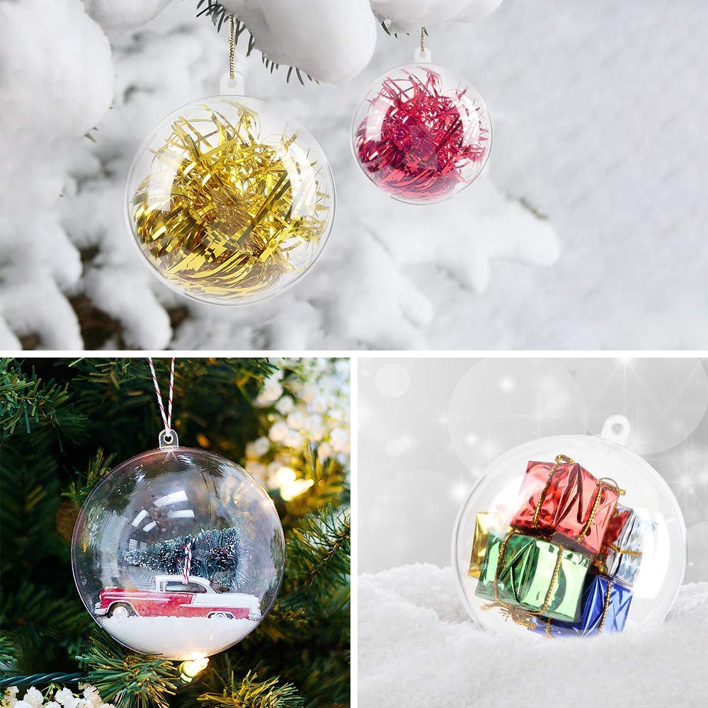 20X 80mm Diameter Zogin Clear Transparent Ball Christmas Tree Ornaments DIY Fillable Ball Baubles for Kids