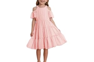 puseky Girls Summer Dress Halter Neck Sundress A-Line Swing Party Dresses for 5-13 Years