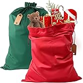 HRX Package Large Velvet Christmas Gift Bags 2pcs, 27x19.5 Inch Fabric Drawstring Gift Bags, Xmas Cloth Wrapping Sack for Presents
