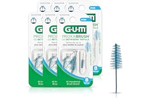 GUM Proxabrush Go-Betweens Refills - Wide - Compatible with GUM Permanent Handle - Reusable Interdental Brushes - Soft Bristled Dental Picks, 8 Count(Pack of 6)