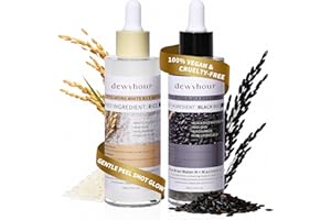 Exfoliating Black & White Rice Ampoule Duo Set - Gentle Peels Away Dead Skin Cells, Minimizes Pores, Soft Face & Body Scrub f