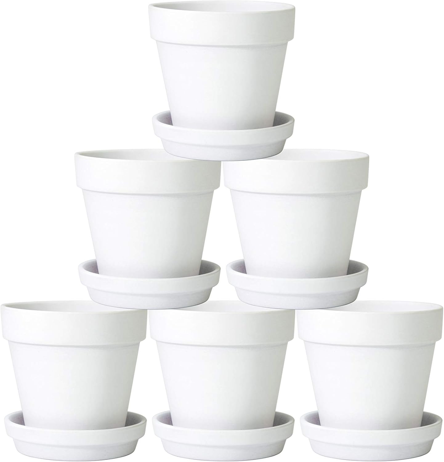 Pack of 6 Terracotta Pots with Saucers, Terra Cotta Clay