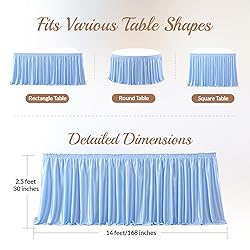 14ft Length Glitter Blue Table Skirt Rectangle